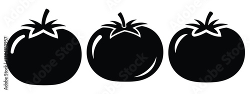 tomato minimal flat icon set, black color and white background