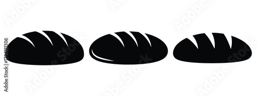 bread loaf minimal flat icon set, black color and white background