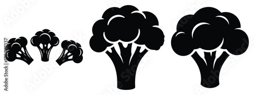 broccoli minimal flat icon set, black color and white background