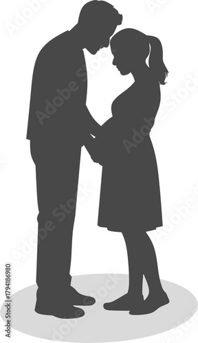 Pregnant mother and her husband show affection and the arrival of a child