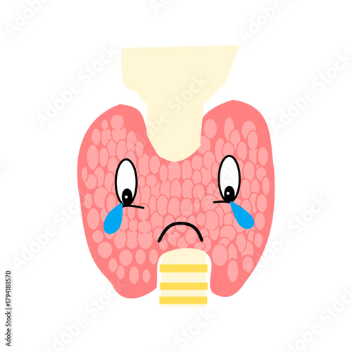 thyroid gland crying with tears on eyes character funny concept help to save it.eps