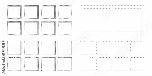 Collection of hand drawn square frames and dotted line border elements for design and layout