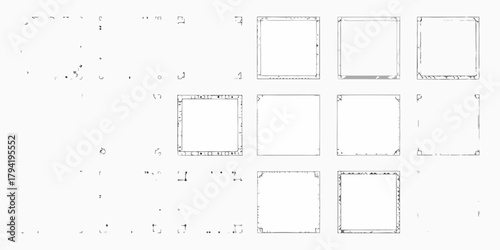 Collection of hand drawn square frames and decorative borders with ornate corners and unique designs