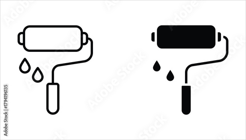 Brush icon set. editable icons, can be used in logo, UI and web design, Flat illustration of vector icon on white background.