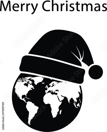 Christmas globe and Santa hat silhouette illustration