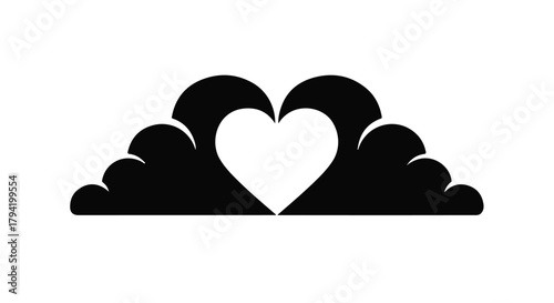 Abstract heart shape formed by stylized cloud elements, symbolizing love and hope