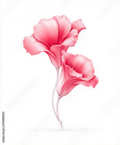 A single pink flower with a stem. The flower is the main focus of the image. The flower is the only thing that is visible in the image