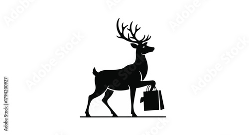 Elegant stag carrying a shopping bag, symbolizing a sophisticated retail experience.