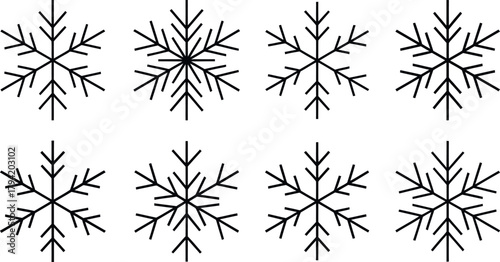 Set of eight snowflake