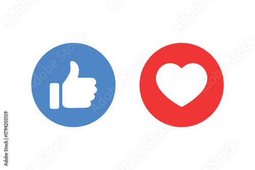 Thumbs and heart icon. Social media vector icon. Like buttons ready for websites and mobile apps. Vector illustration