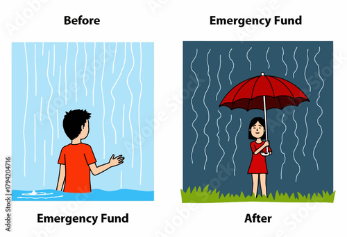 Illustration Demonstrating the Importance of Emergency Funds in Financial Stability During Unforeseen Events for Peace of Mind and Security