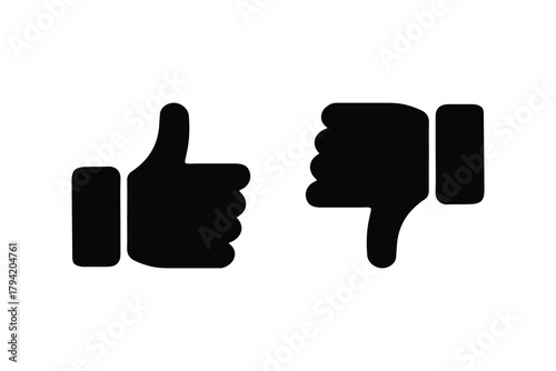 Thumbs up and thumbs down vector.