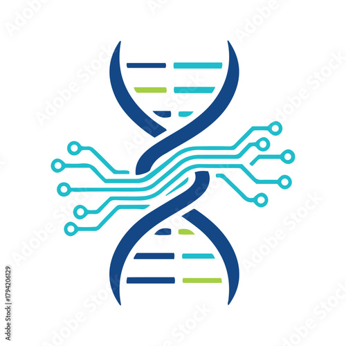 Digital DNA and Circuit Board Technology Logo set 