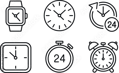 Set of time and clock icons