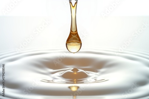 Wallpaper Mural Golden drop suspended above rippling water, capturing light and motion in a serene, minimalist moment. Torontodigital.ca