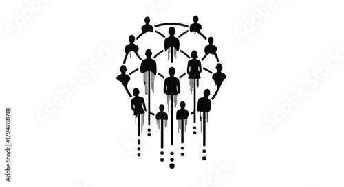 Abstract network of connected people silhouettes symbolizing community and collaboration