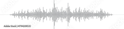 Symmetrical gray audio waveform vector on a white background