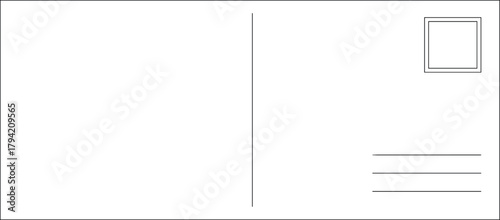 Vertical postcard template with stamp box and address lines in minimalist design
