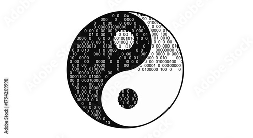 Digital Yin Yang symbol representing balance between technology and nature
