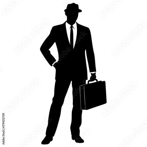 businessman silhouette with briefcase