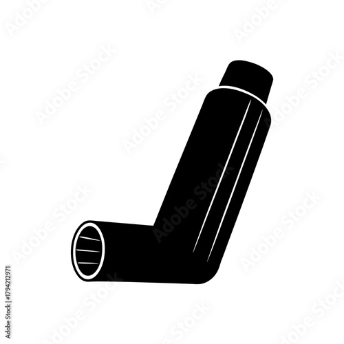 Portable asthma inhaler medication device silhouette graphic