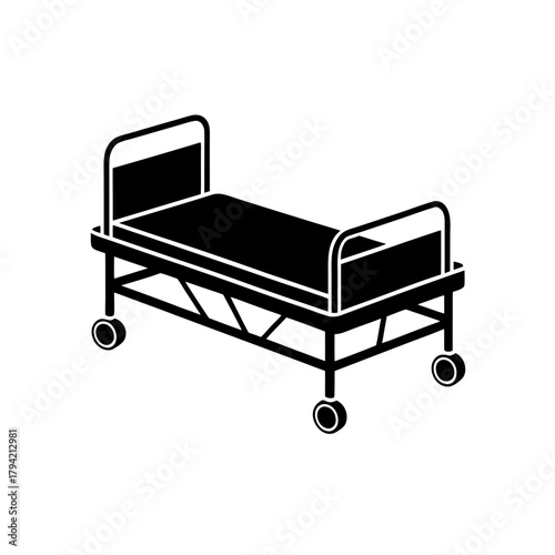 Medical patient hospital bed gurney icon for health facilities