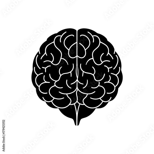 Human brain simple black icon representing intelligence and mind