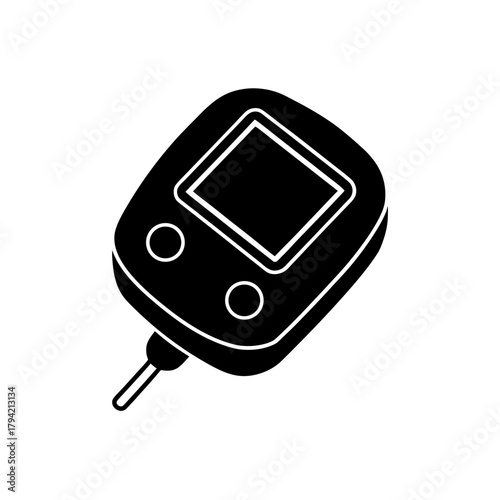 Medical blood glucose meter icon, diabetes monitoring, health check