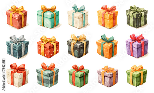 Gift box vector cartoon set icon. Illustration of isolated cartoon icon gift box with ribbon. Vector illustration set christmas present.