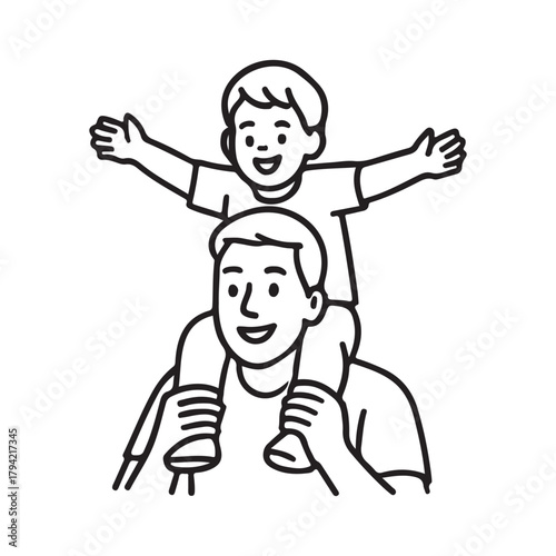 Father and son bonding with a piggyback ride, celebrating family love and creating happy memories together, a timeless moment of joy and connection