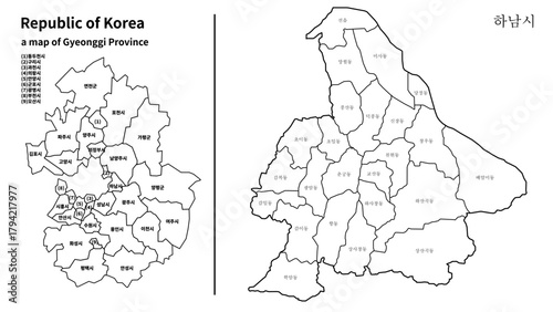 경기도 하남시 지도 벡터 | Hanam-si Map of Gyeonggi-do South Korea Vector