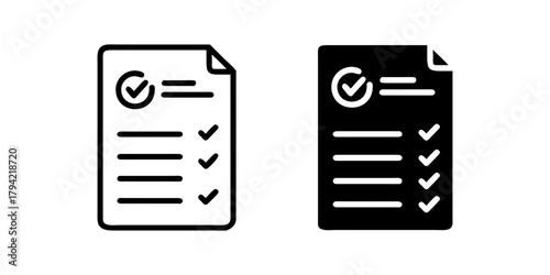 Report Card outline and pictogram Icon for Education, Student Grades, and Academic Records