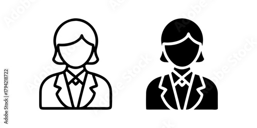 Principal outline and pictogram Icon for School Leadership, Education, and Administration Design