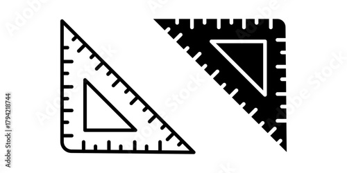 Ruler outline and pictogram Icon for Measurement, Precision, Geometry, and School Design