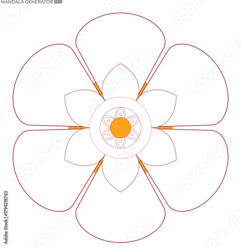 Elegant Flower Mandala Design with Geometric Patterns and Radial Symmetry for Art and Spiritual Practices Meditation Aid Focus Enhancer Circular Illustration