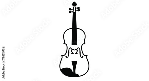 Elegant violin silhouette with intricate f-holes, symbolizing music and artistry