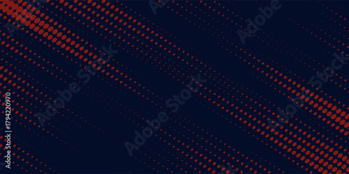 Red halftone dots blue color pattern gradient grunge texture background. Dot pop art comic sport style red and black