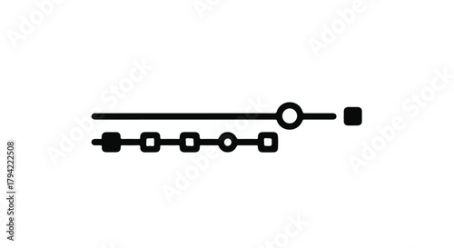 Simple graphic showing a slider control with markers and a circular knob