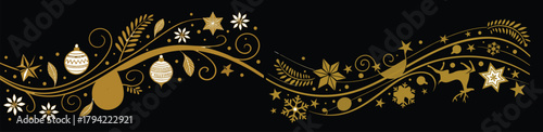 Festive Ornament Border: A beautifully designed festive border, filled with golden ornaments, stars, and decorative elements. A perfect image for holiday themes and celebrations.