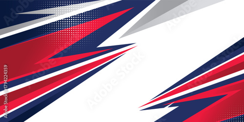 Modern Sporty Abstract Background with Dynamic Blue, Red, and Grey Angular Shapes, High-Speed Racing Lines, and Futuristic Geometric Elements for Decals, Wraps, Posters, n High-Energy Graphic Designs.