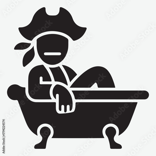 Pirate in Bathtub Icon: A Humorous Take on Relaxation and Adventure