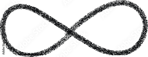 Infinity symbol created with small black dashes, representing endless possibilities, continuity, and the concept of forever