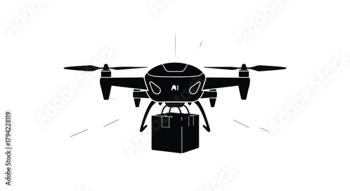 Futuristic drone delivering a package with speed and precision