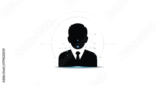 Silhouette of a businessman in a suit, representing identity and professionalism in the digital age.