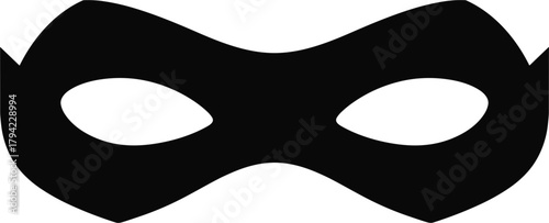 Black Superhero Mask Silhouette with Eye Cutouts Keywords: mask, superhero, disguise, secret