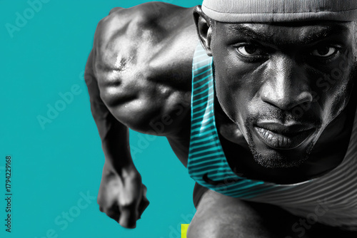 Minimalist sports poster design featuring dynamic athlete pose