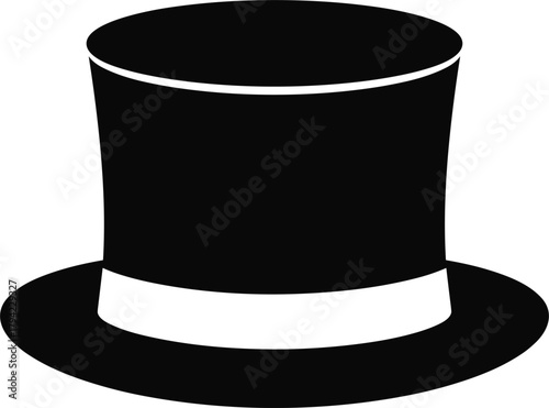 Black Top Hat with White Ribbon Band vector illustration