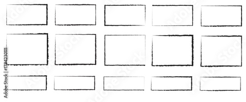 Grunge square and rectangle frames. Brush stroke set. Grunge square and rectangle frames.