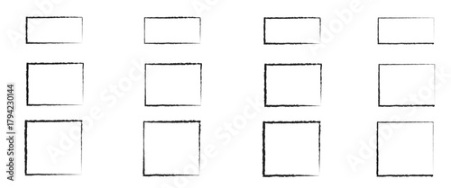 Grunge square and rectangle frames. Brush stroke set. Grunge square and rectangle frames.