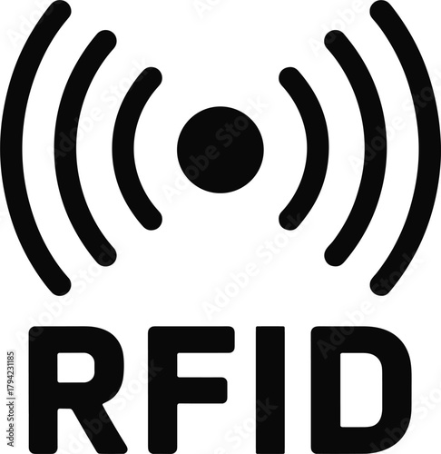 RFID radio frequency identification technology symbol with signal waves RFID icon